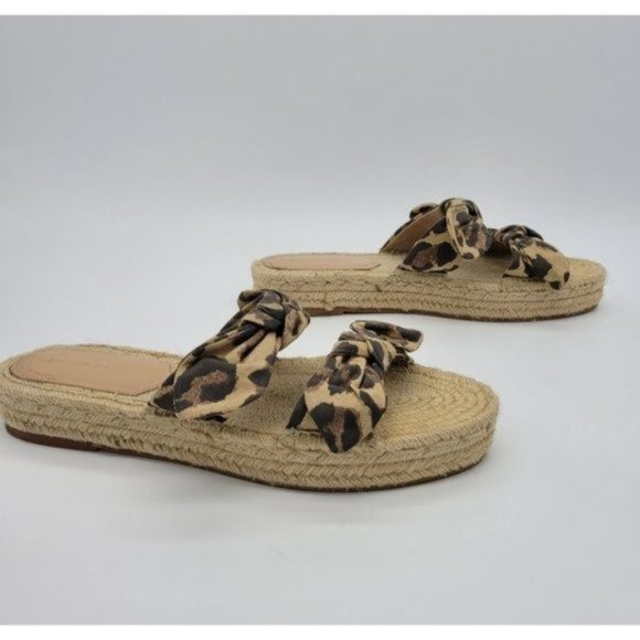 Loeffler Randall Leopard bow tie strappy espadrille sandals Size 10 - Picture 3 of 8